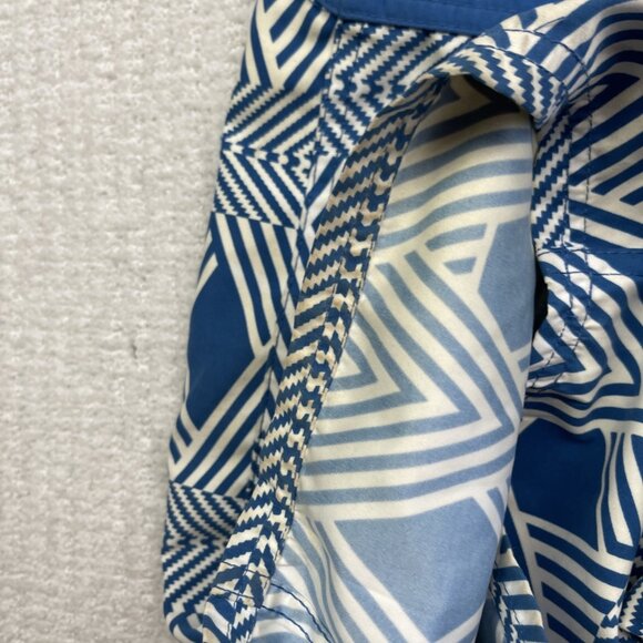 Y2K Volcom Board Shorts Men Psychedelic Blue Stripe Cinch Fly Pure Function *34* - Picture 14 of 16